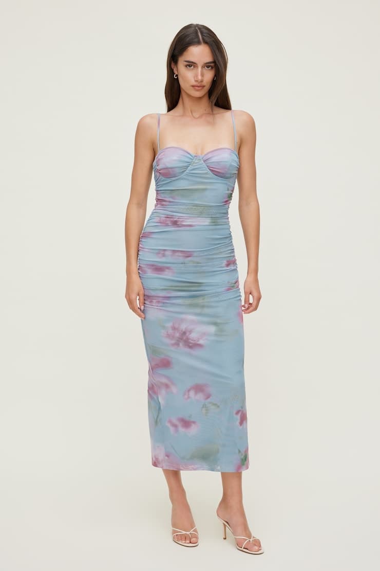 Mona Ruched Mesh Maxi Dress - image 1