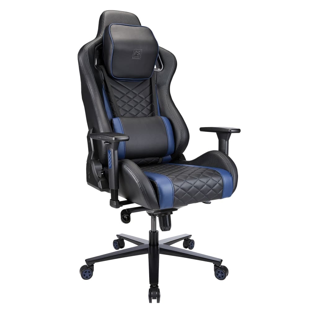 RS Gaming Davanti Vegan Leather High-Back Gaming Office Chair, Black/Blue, BIFMA Compliant - image 1