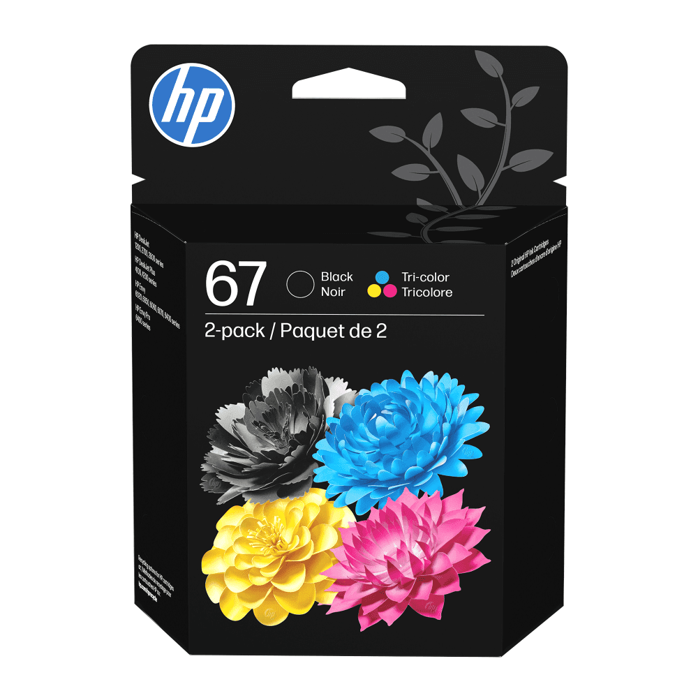 HP 67 Black And Tri-Color Ink Cartridges, Pack Of 2, 3YP29AN - image 1