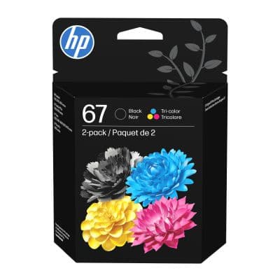 HP 67 Black And Tri-Color Ink Cartridges, Pack Of 2, 3YP29AN - image 1