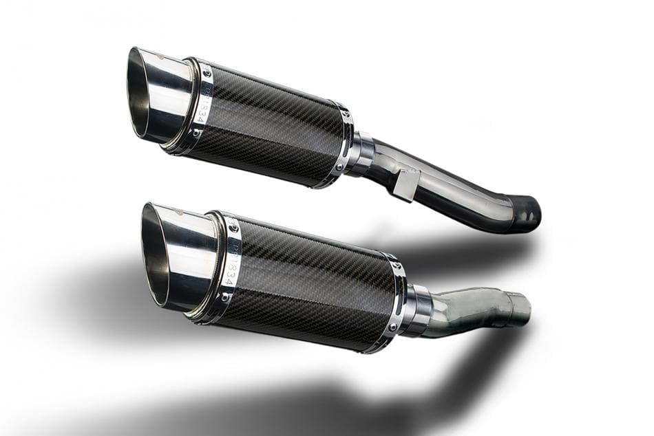 Slip On Exhaust with 8 Inch Carbon Fiber Round Mufflers for ZZR600 - image 1