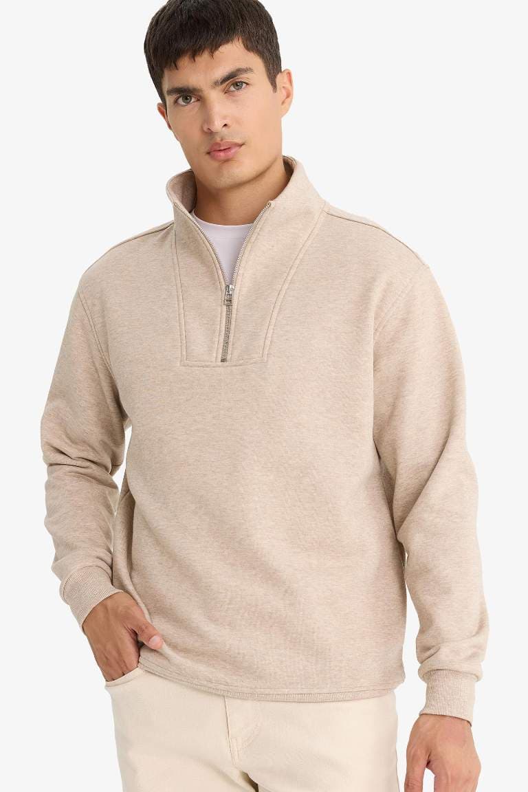 Regular Fit Half-Zip Mock Neck Sweatshirt - image 1