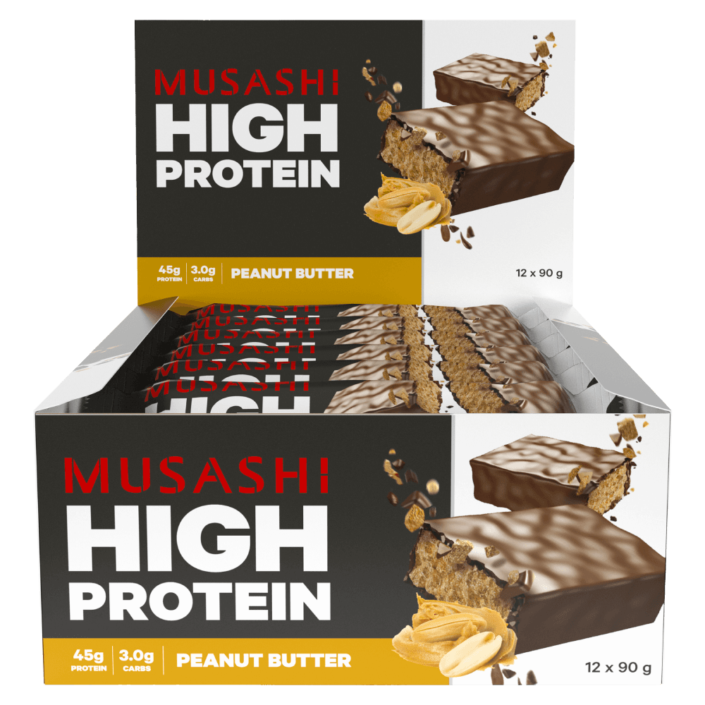 MUSASHI High Protein Bars 12 x 90g - Peanut Butter Flavour - image 1