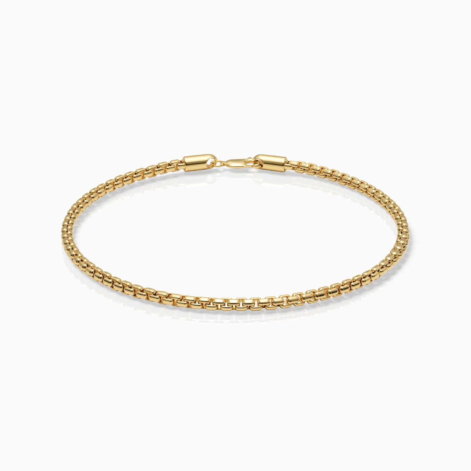 Slim Rounded Box Bracelet 2.2mm Yellow Gold 10k 7.5in Hollow - image 1