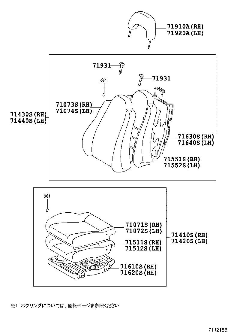 Pad, Front Seat Cushion, Right Hand (Separate Type) Toyota 71511-14220 - image 1