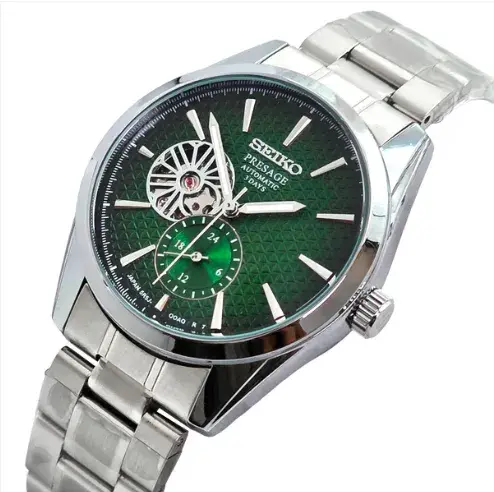 Seiko Presage Open Heart Automatic Green Dial Steel Watch for Men - image 1