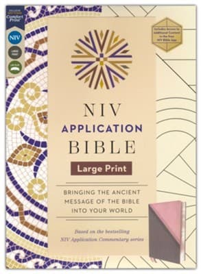 NIV Application Bible, Large Print--soft leather-look, pink & gray - image 1