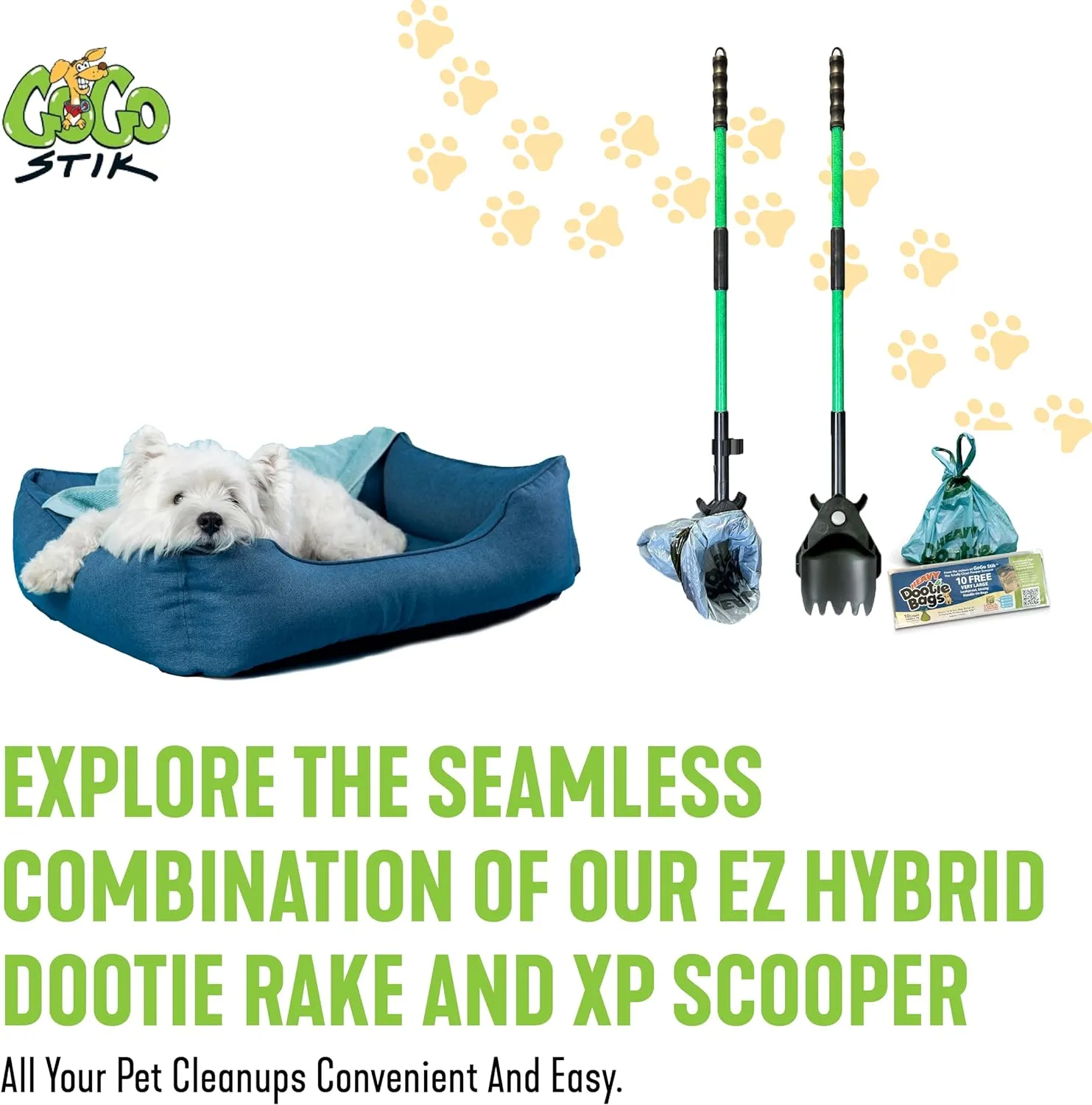 XP PRO Scooper and Hybrid Rake-Spade Set Bundled with 100 Heavy Dootie Bags - image 1
