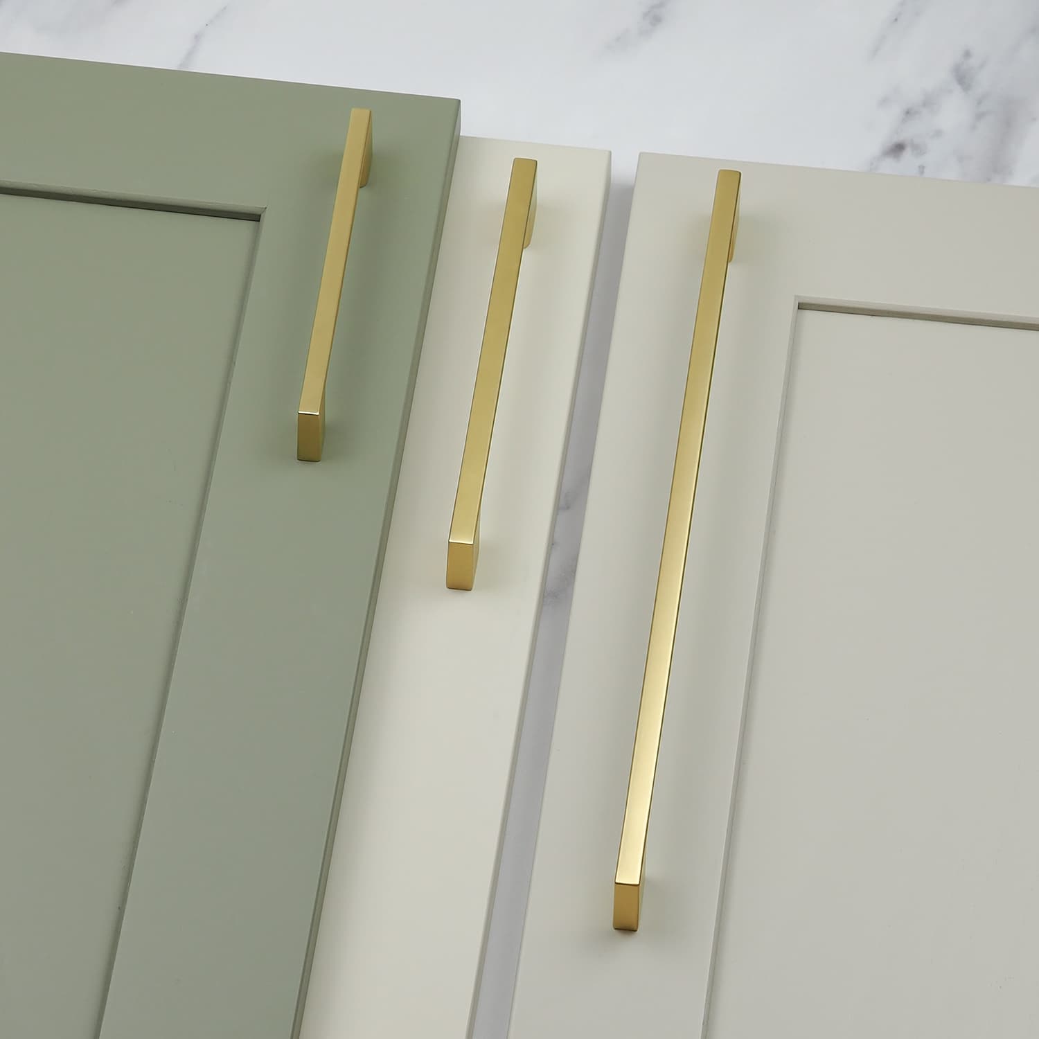 Brushed Brass Slim Squared Bar Handles - image 1