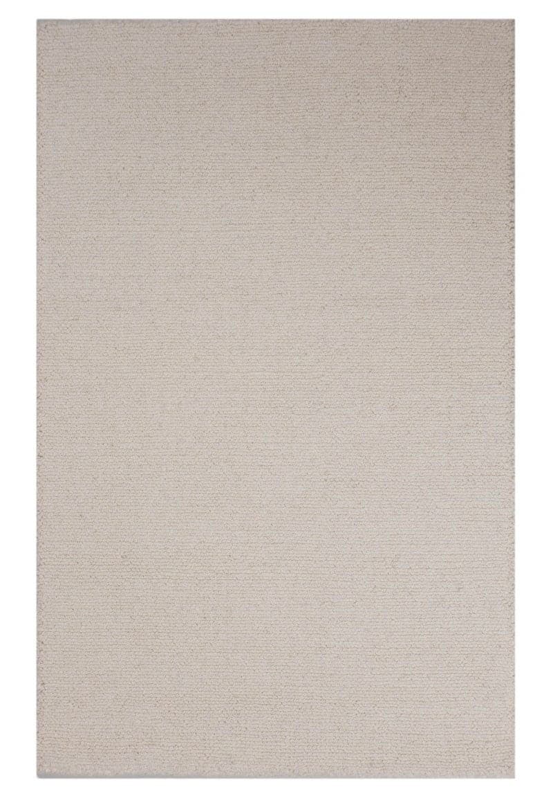 Natural Wool Loom-Hooked Rug - Solid Natural - image 1