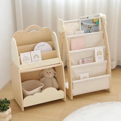 Kids Bookshelf with Storage 3-Piece Modular Wooden Bookcase Organizer - image 1
