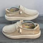 Hey Dude Wendy Rise Stretch Dove Beige Metallic Sparkle Platform Loafers W10 - image 1