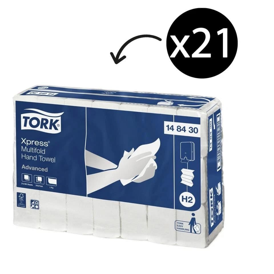 Tork 148430 Xpress Multifold Hand Towel 1 Ply H2 Advanced 185 Sheets Carton 21 Pack - image 1
