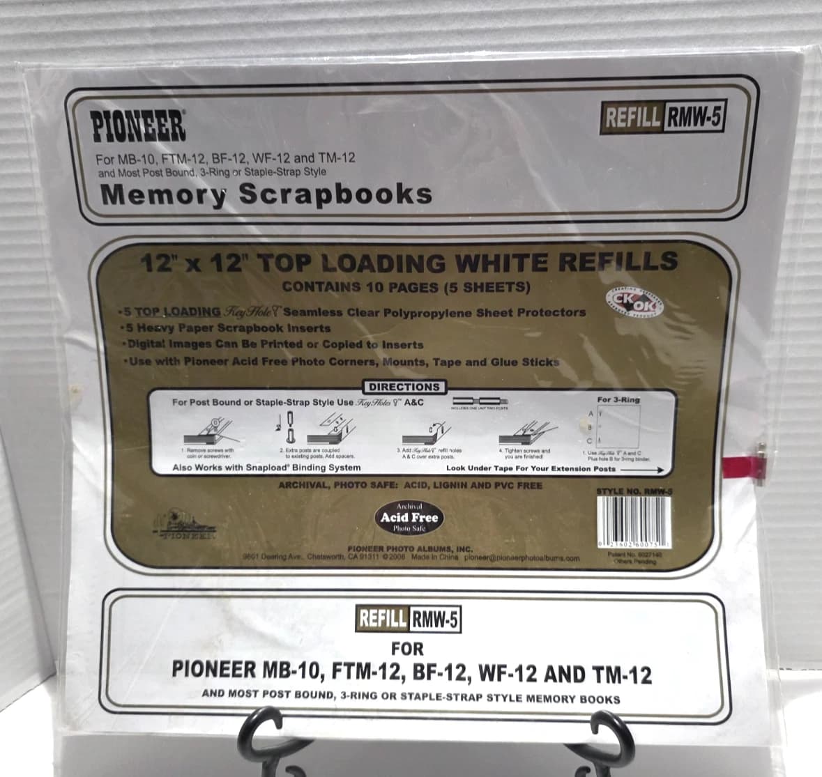 Pioneer Memory Scrapbook 12"x12" Top Loading White Page Refills 5 Sheets NIP - image 1