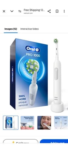 Oral-B Pro 1000 Rechargeable Electric Toothbrush, White. - image 1