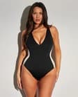 TA3 Womens Plungey Contour Swimsuit Sz Medium Black Oat Snatched Cinch Waist - image 1