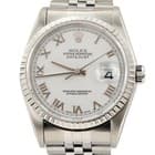 Rolex Datejust Mens Stainless Steel Watch Jubilee Band White Roman Dial 16220 - image 1