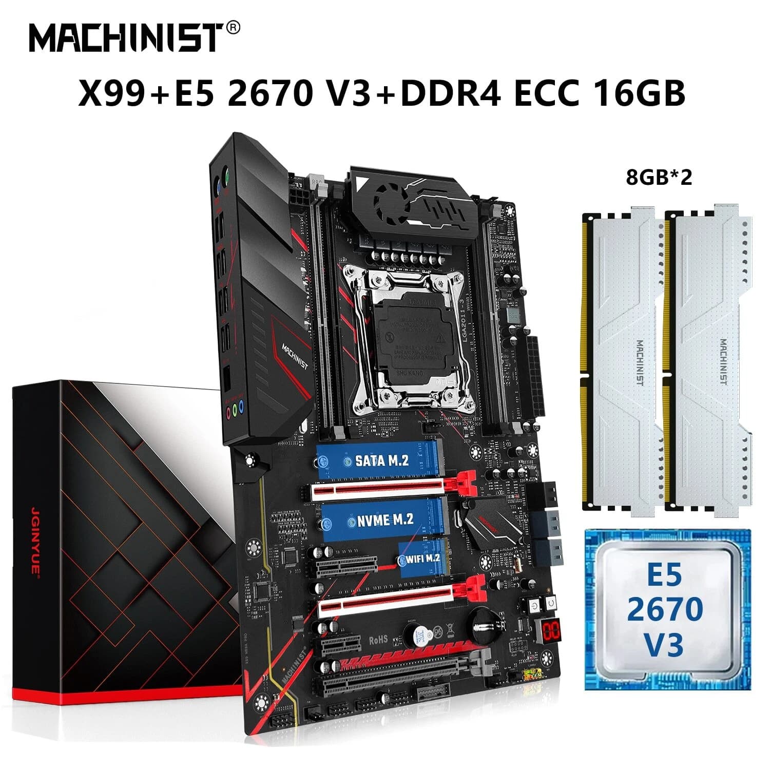 MACHINIST MR9A PRO X99 Motherboard with LGA 2011-3 Socket and Xeon E5 2670 V3 Processor Support DDR4 ECC ATX USB - image 1