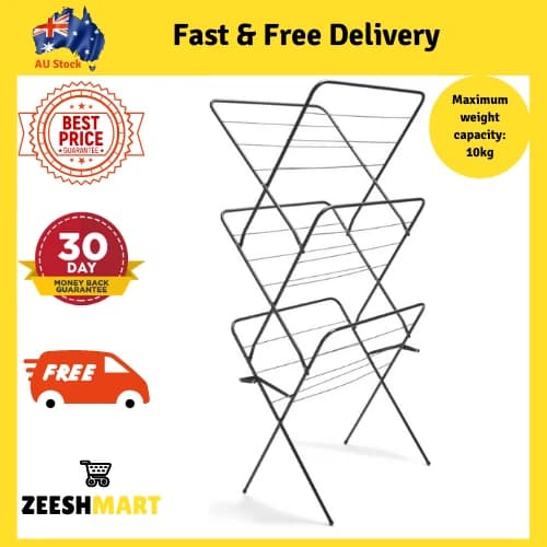 Folding Clothes Horse Airer Laundry Dryer Concertina Drying Rack Indoor Outdoor - image 1