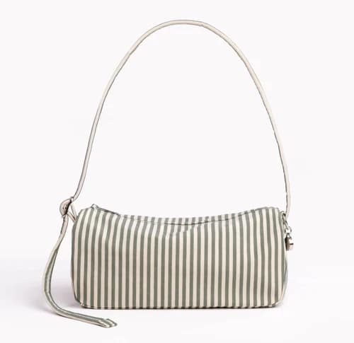Baggu Nylon Loaf Shoulder Bag in Toasted Almond and Sage Stripe - image 1