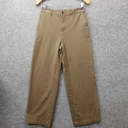 Muji Wide Leg Chino Pants Womens S Beige Easy Stretch Trousers Minimalist 27x28 - image 1