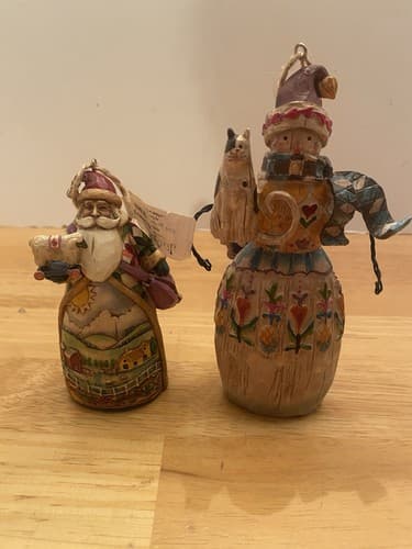 Jim Shore Heartwood Creek Ornaments, Snowman & Santa, Lot Of 2 - image 1