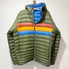 Cotopaxi Fuego 800 Fill Down Hooded Jacket Size XL Pine Green Stripes Packable - image 1