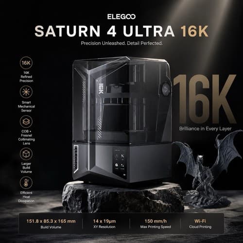 ELEGOO Saturn 4 Ultra 16K Resin 3D Printer, 10" Mono LCD, 150mm/h Fast MSLA - image 1