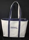 LL Bean Boat & Tote Bag Blue/Ivory Zip Top Made in USA Embroidered Logo 17" - image 1