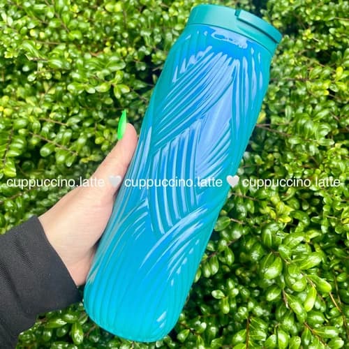 Starbucks 2025 Spring Wavy Pearl Textured Aqua Green/Blue Stainless Steel Bottle Tumbler - image 1