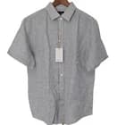 NWT Quince Men’s Blue Pinstripe 100% European Linen Short Sleeve Relaxed Shirt L - image 1