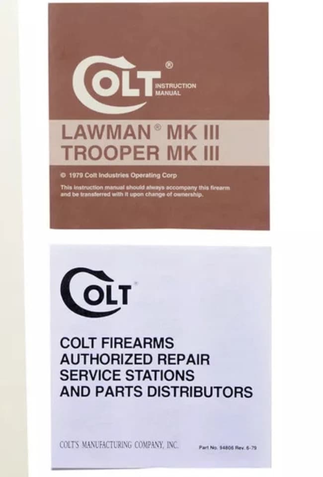 Colt Lawman Trooper MKIII Owner’s Manual Repair Stations 1979 Genuine Original - image 1