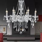 Elegant Crystal Glass Ceiling Pendant Lighting Fixture 6 Lights Chandelier - image 1