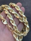 11mm Thick Mens Rope Chain 14k Gold Over Real Solid 925 Sterling Silver Necklace - image 1