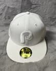 Philadelphia Phillies Hat Cap Men 7 1/8 White New Era 59 Fifty Cooperstown MLB - image 1