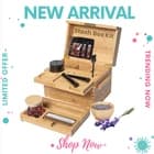 NEW Bamboo Storage Stash Box with Combination Lock Organizer with Tray & Jars - image 1