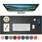 Desk Mat with Wireless Charging, Black Mouse Pad with Wireless Charger, Desk Pad - image 1