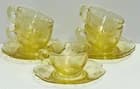 5 Lancaster Glass Jubilee Yellow Cups & Saucers - image 1