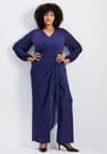 Avenue Women's Plus Size Luxe Drape Chiffon Overlay Jumpsuit - image 1