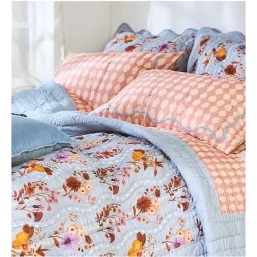 Anthropologie Iluka Cotton Printed Floral Quilt Size King - image 1