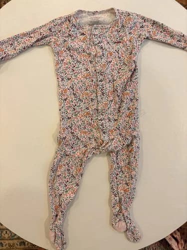 Magnetic Me Baby Girl’s Floral Footie Magnetic Closure Size 9-12 Months - image 1