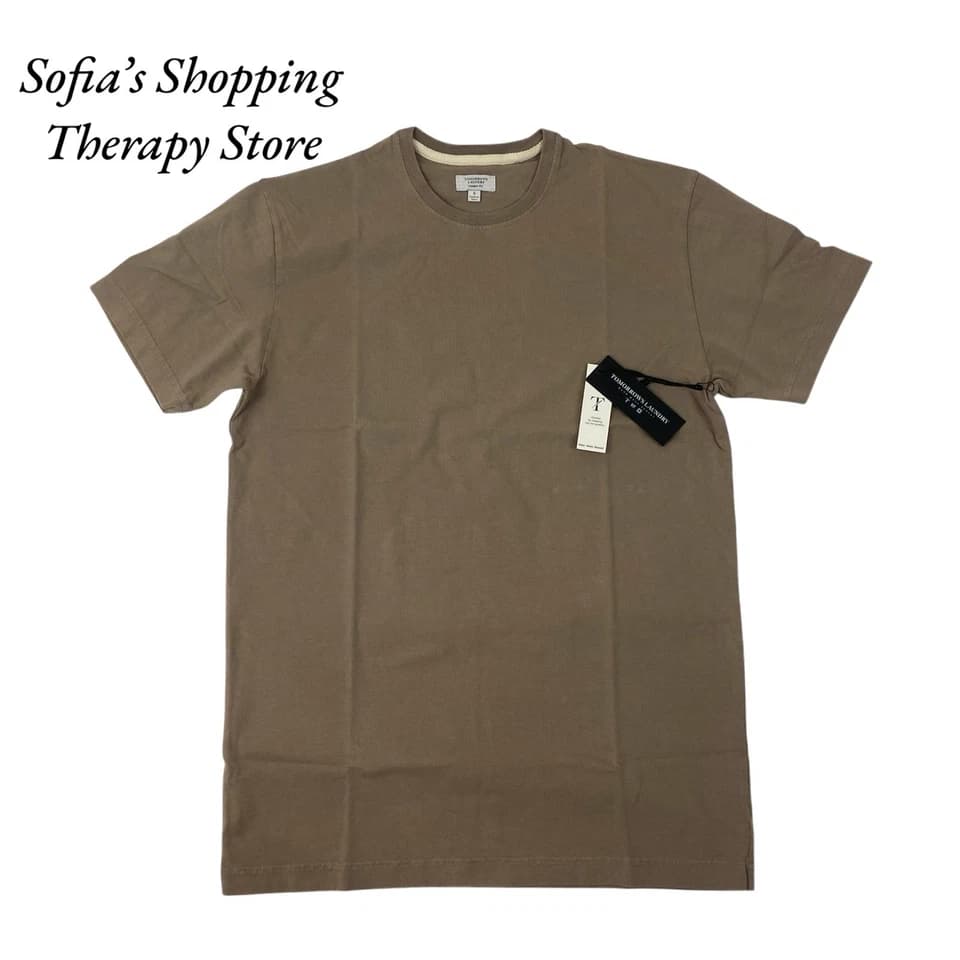 Tomorrows Laundry Men's Modern Essential Tee T-Shirt Washed Walnut Taupe SMALL - image 1
