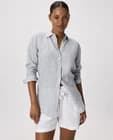 Quince 100% European Linen Long Sleeve Button Up Shirt Women’s S Blue Pinstripe - image 1