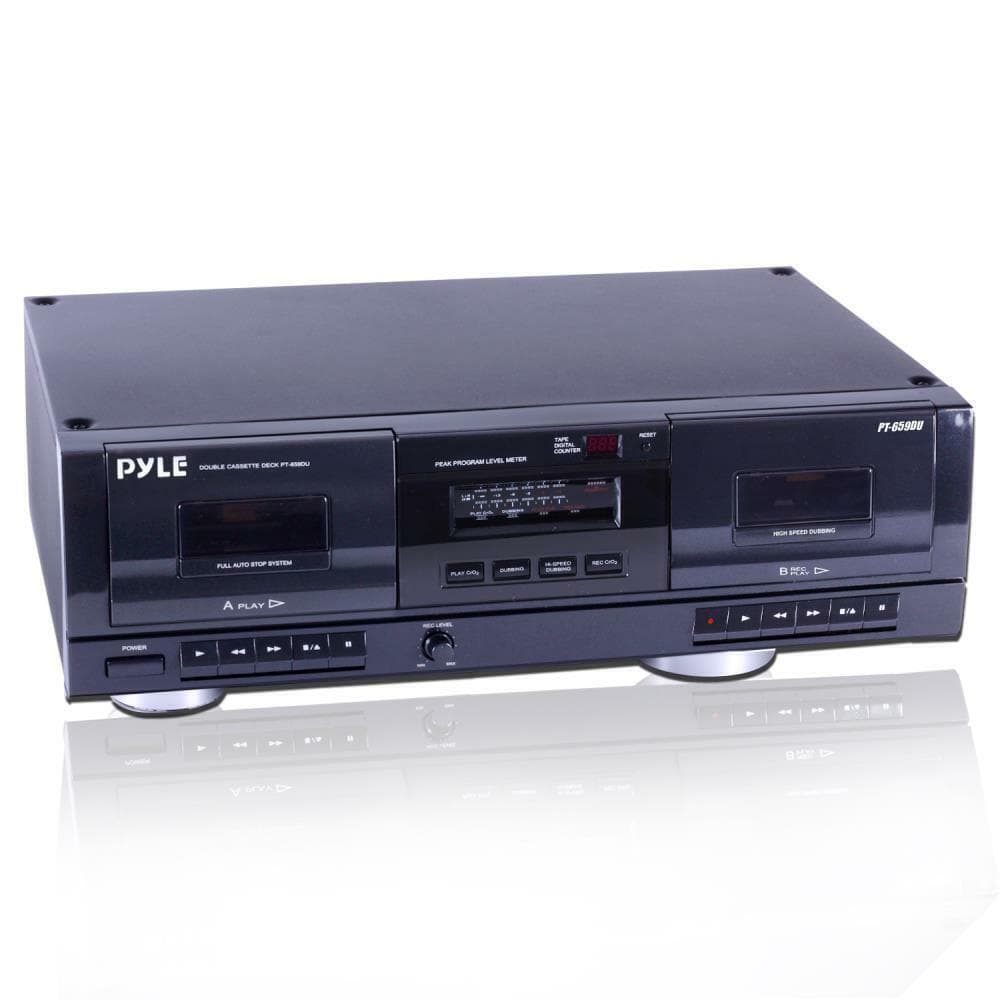 Pyle PT659DU.5 Dual Stereo Cassette Player & Recorder - Black - image 1