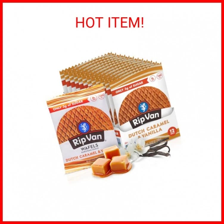 Rip Van Wafels Dutch Caramel & Vanilla Stroopwafels, Healthy Snacks, Non-GMO, Lo - image 1