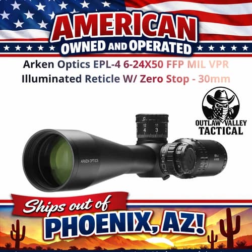 Arken Optics EPL-4 6-24X50 FFP MIL VPR Illuminated Reticle with Zero Stop - 30mm - image 1