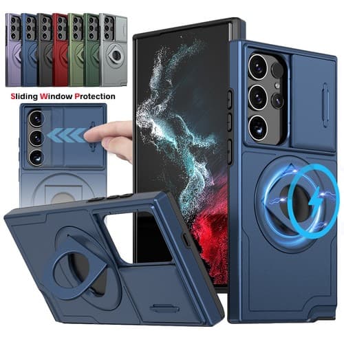 For Samsung Galaxy S24 S23 Plus S22 Ultra S21 Magnetic Mag Safe Ring Stand Case - image 1