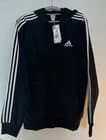 adidas Essentials 3-Stripes Full Zip Hoodie Men’s Medium Black Fleece Jacket New - image 1
