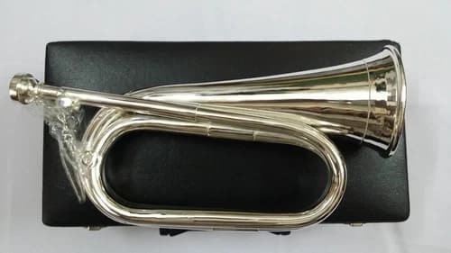 British Army Bugle Silver Plated Tunable Mouthpiece Free Carrying Case - image 1