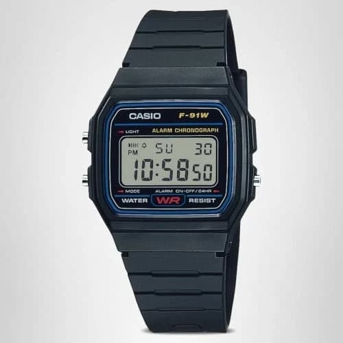 CASIO F-91W-1JH Digital Quartz Watch Black Resin LED Alarm Japan New - image 1